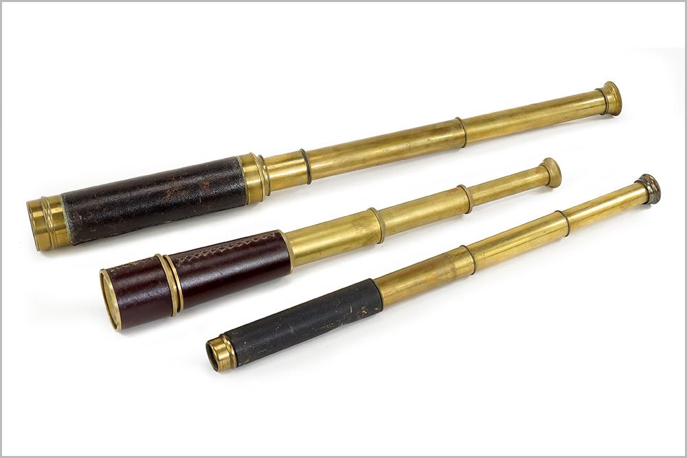 Three Brass and Leather Clad Telescopes. (1 of 1)