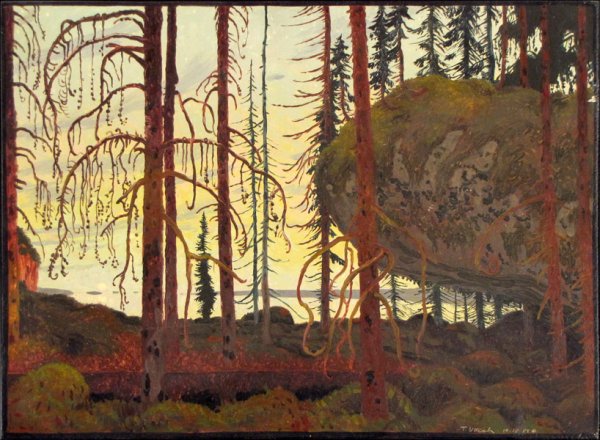 TOM UTTECH (AMERICAN, B.1942) (UNTITLED) SHOREL: TOM UTTECH (AMERICAN, B.1942) (UNTITLED) SHORELINE LANDSCAPE, 1984. Oil on masonite, signed and dated lower right 'T. Uttech 10.18.84;' Numbered on the reverse 'UTT #16;' Frame: 11" x 14.9" 10.50" x 1