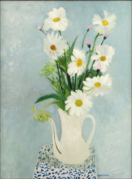 GUY BARDONE (FRENCH, B.1927) LES GROSSES MARGUE: GUY BARDONE (FRENCH, B.1927) LES GROSSES MARGUERITES. Oil on canvas, signed lower left 'Bardone'; Titled on the stretcher and signed again on the reverse; Frame: 37.50" x 29" 32" x 23.75"