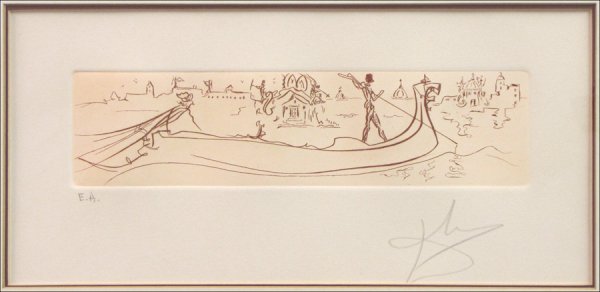 SALVADOR DALI (1904-1989) VISIONS OF VENICE.: SALVADOR DALI (1904-1989) VISIONS OF VENICE. Etching, signed in pencil lower right, edition E.A.; Frame: 16.50" x 24.25" 3" x 11.75"