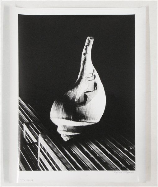 BARBARA MORGAN (AMERICAN 1900-1992) CITY SHELL.: BARBARA MORGAN (AMERICAN 1900-1992) CITY SHELL. (Photomontage) Gelatin silver print, 1938, printed in 1983; Signed, dated and titled in ink in the lower margin; Additionally signed, dated and titled a