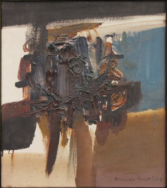 CLAUDE BENTLEY (AMERICAN 1915-1990) UNTITLED AB: CLAUDE BENTLEY (AMERICAN 1915-1990) UNTITLED ABSTRACT. Acrylic on canvas, signed lower right 'Claude Bentley;' Frame: 18.50" x 16.50" 17" x 15"