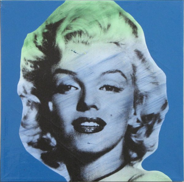 STEVE KAUFMAN MARILYN.: STEVE KAUFMAN MARILYN. Screenprint and acrylic on canvas, signed with initials and numbered 37/99 on the reverse, with Marilyn Monroe Estate stamp 19" x 19"