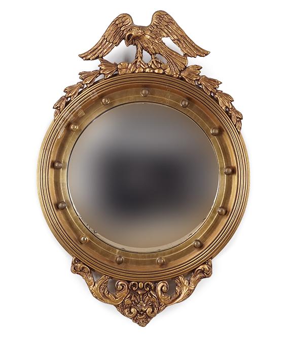 Federal Style Giltwood Convex Mirror.: Federal Style Giltwood Convex Mirror.