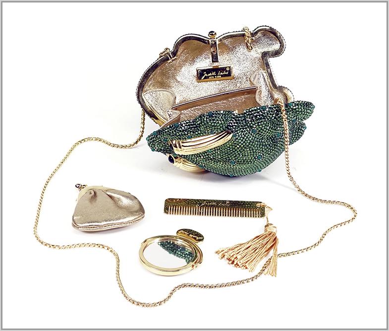 A Judith Leiber Full Bead Green Frog Minaudiere. (1 of 14)