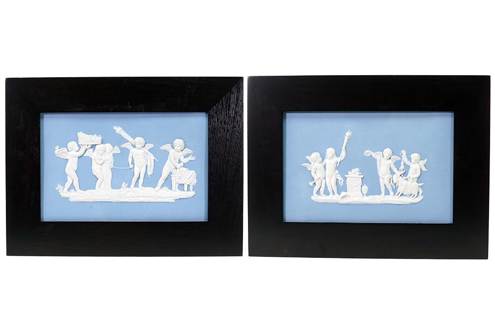 A Pair of Jasperware Porcelain Plaques. (1 of 1)