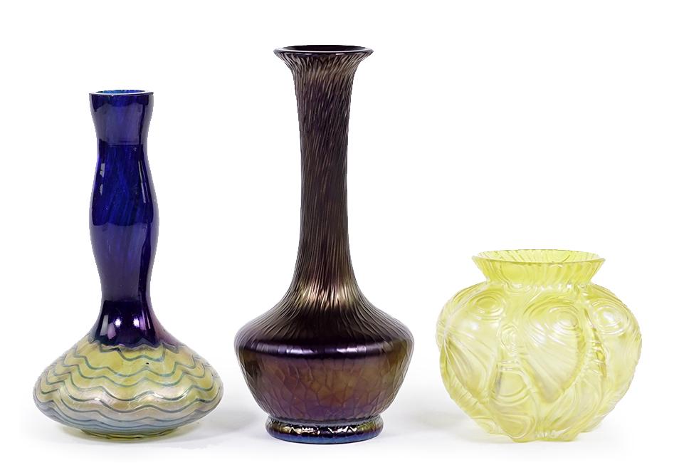 Three Czech Art Glass Vases in the Style of Loetz. (1 of 1)