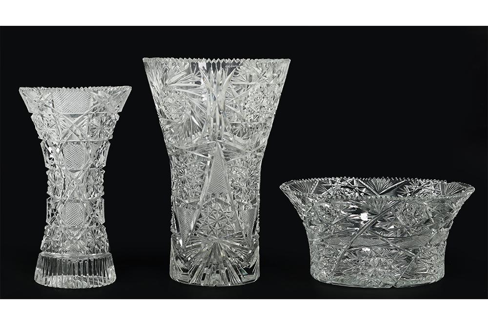 Three Pieces of Brilliant Cut Glass. (1 of 1)