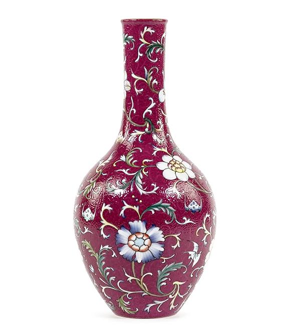 A Chinese Famille Rose Porcelain Bottle Vase. (1 of 2)