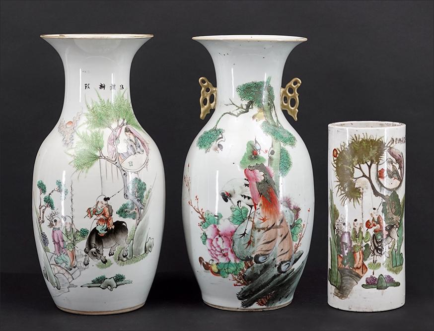 Three Chinese Painted Porcelain Vases. (1 of 2)