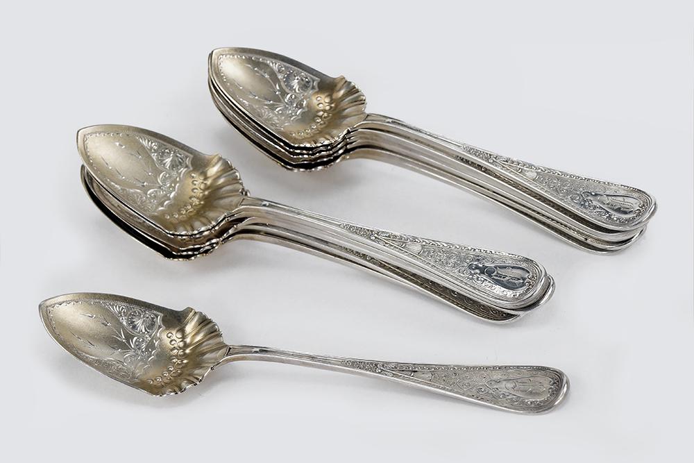 A Set of Twelve Gorham Sterling Silver Ice Cream (1 of 1)