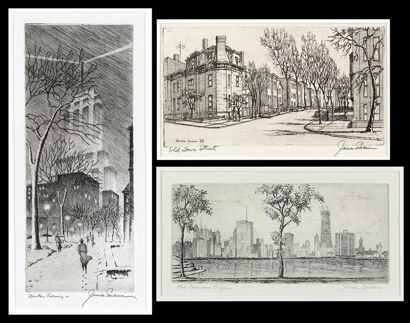 James Swann (American, 1905-1985) Three Chicago Prints. (1 of 2)