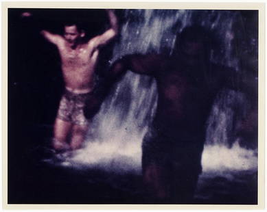 Larry Sultan (American, 1946-2009) Untitled: Two Men in: Larry Sultan (American, 1946-2009) Untitled: Two Men in a Waterfall. Chromogenic print, 1989, from the series 'Pictures From Home', signed in ink on the verso 17 1/4" x 22" Sheet: 20" x 24" Frame: 26