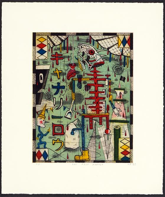 Tony Fitzpatrick (American, B. 1958) The Fish Market. (1 of 2)