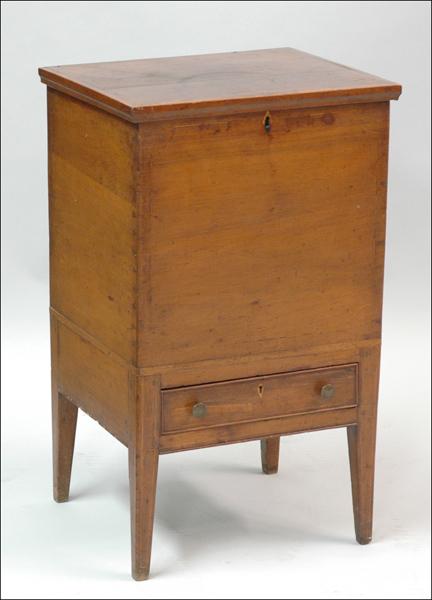 19TH CENTURY INLAID CHERRY CELLARETTE.: 19TH CENTURY INLAID CHERRY CELLARETTE. H: 31" W: 19" D: 16"