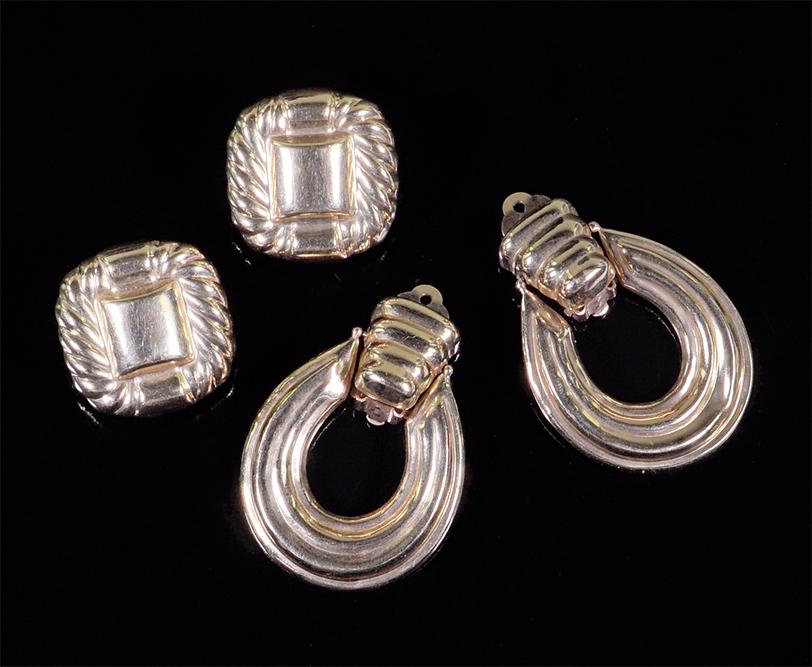 Two Pairs of 14 Karat Yellow Gold Earrings. (1 of 1)