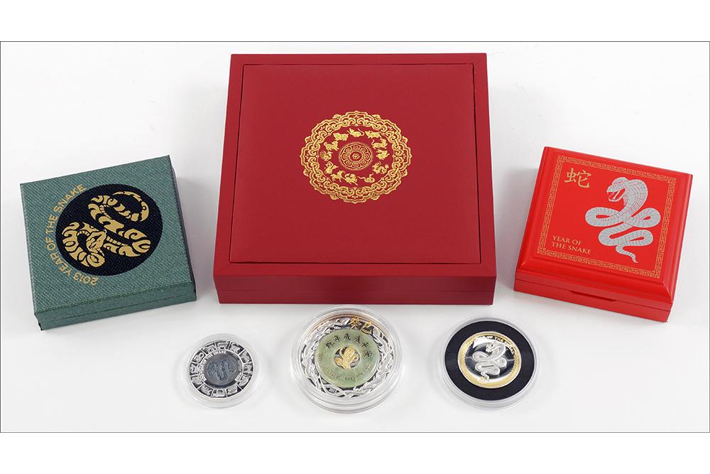 Three 2013 Year of The Snake Silver Coins. (1 of 1)