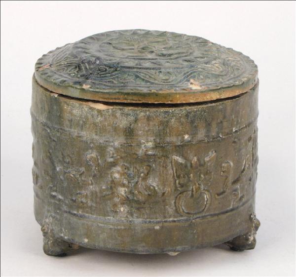 HAN DYNASTY COVERED BOWL.: HAN DYNASTY COVERED BOWL. 6.5"x7.5"