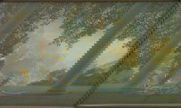 MAXFIELD PARRISH VINTAGE LITHOGRAPH.: MAXFIELD PARRISH VINTAGE LITHOGRAPH. 17.50"x29.25"