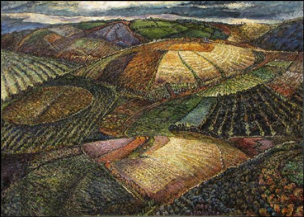 AL POUNDERS (20TH CENTURY) AFTER THE RAIN, UMBR: AL POUNDERS (20TH CENTURY) AFTER THE RAIN, UMBRIA, 1990. Oil on canvas, signed, titled and dated on the reverse; Verso: Gallery sticker reading 'Merrill Chase Galleries;' Frame: 52" x 69.75" 44" x 62"