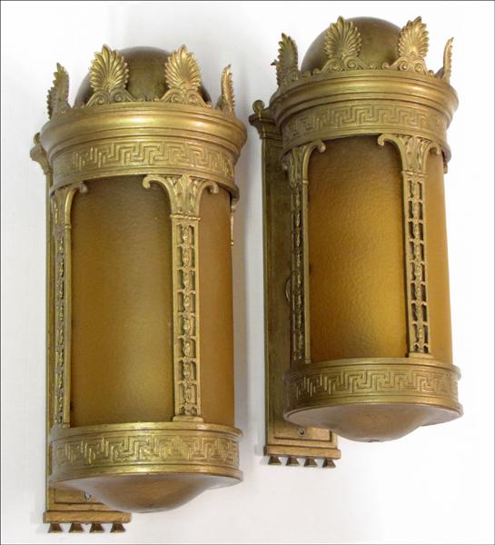 PAIR OF ART DECO LIGHT FIXTURES.: PAIR OF ART DECO LIGHT FIXTURES. From a Chicago Theater 21"
