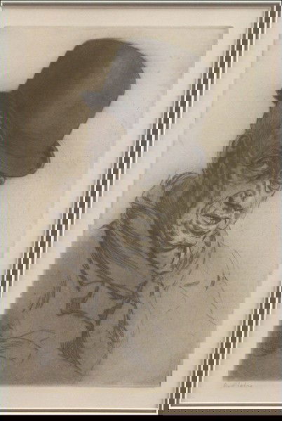 EDGAR CHAHINE (1874-1947) UN CONTEMPORAIN DE BA: EDGAR CHAHINE (1874-1947) UN CONTEMPORAIN DE BALZAC. Etching on MBM, 1905, signed in pencil lower left; Frame: 24" x 18" 11.75" x 7.50"