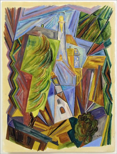 KARL KNATHS (AMERICAN 1891-1971) LIGHTHOUSE.: KARL KNATHS (AMERICAN 1891-1971) LIGHTHOUSE. Watercolor and gouache on Arches paper, signed lower right 'Karl Knaths'; Loose sheet 29.75" x 22.25" (sheet)