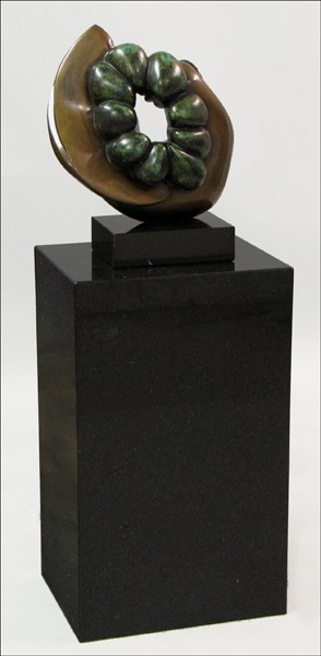 A. MARCUS (20TH CENTURY) UNTITLED ABSTRACT FORM: A. MARCUS (20TH CENTURY) UNTITLED ABSTRACT FORMS. Patinated bronze, greenish black to light brown, signed along base edge 'A. Marcus,' edition AP Height: 16"