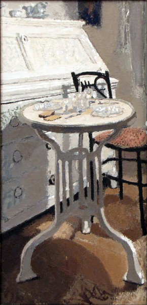 JOSE ROCA (SPANISH 1928-1997) INTERIOR.: JOSE ROCA (SPANISH 1928-1997) INTERIOR. Oil on canvas, signed lower right 'Roca;' Verso: Exhibition label reading in part 'Sala Pares - Barcelona - Petritxol, reg# 15524;' Frame: 47.75" x 23.75" 47" x