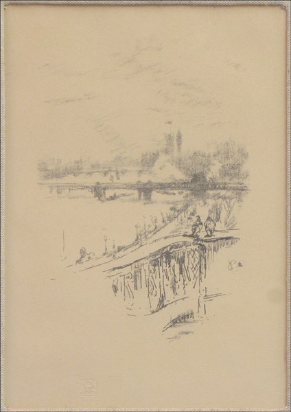 JAMES MCNEILL WHISTLER (1834-1903) SAVOY PIGEON: JAMES MCNEILL WHISTLER (1834-1903) SAVOY PIGEONS. Lithograph on paper, 1896, Studio blindstamp lower left; Verso: Gallery label reading in part 'Atlas Galleries, Chicago, IL;' Frame: 19.25" x 15.25" 1