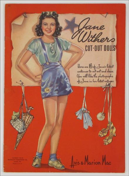 AVIS & MARION MAC JANE WITHERS CUT-OUT DOLLS.: AVIS & MARION MAC JANE WITHERS CUT-OUT DOLLS. 1940, complete, uncut and unpunched