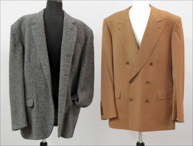 BRIONI DOUBLE BREASTED BROWN WOOL SUIT.: BRIONI DOUBLE BREASTED BROWN WOOL SUIT. Together with a Jean Paul Gaultier wool jacket All three pieces are size 42
