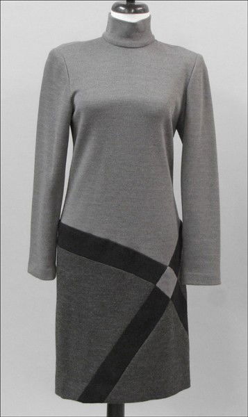 BOB MACKIE TRI-COLOR WOOL JERSEY DRESS.: BOB MACKIE TRI-COLOR WOOL JERSEY DRESS. Approximately a size 6