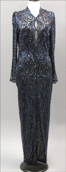 BOB MACKIE BEADED SILK GOWN.: BOB MACKIE BEADED SILK GOWN. Size 12