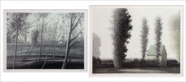 ROBERT KIPNISS (AMERICAN, B.1931) TWO WORKS.: ROBERT KIPNISS (AMERICAN, B.1931) TWO WORKS. Edges and Sheds, 1980 & Ohio Moment, 1984: Each a color lithograph, signed and numbered in pencil in the lower margins, editions 81/250 & 147/200; Verso: E