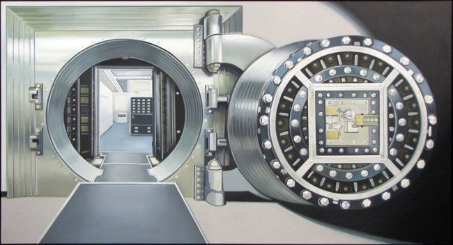 LOWELL NESBITT (1933-1993) THE VAULT.: LOWELL NESBITT (1933-1993) THE VAULT. Oil on canvas, signed, dated '67 and titled on verso 63"x114"