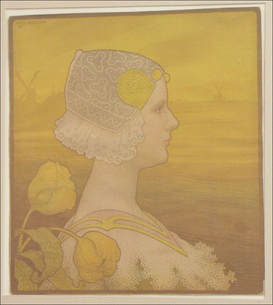 PAUL BERTHON (FRENCH 1872-1909) QUEEN WILHELMIN: PAUL BERTHON (FRENCH 1872-1909) QUEEN WILHELMINA. Color lithograph, 1901, signed and dated in plate upper left; Frame: 21" x 19.50" 15.6" x 14.25" (sheet)