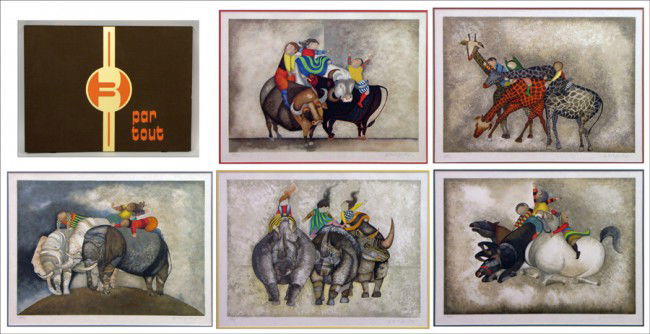 GRACIELA RODO BOULANGER (BOLIVIAN, B.1935) 3 PA: GRACIELA RODO BOULANGER (BOLIVIAN, B.1935) 3 PAR TOUT PORTFOLIO. The complete portfolio of six color lithographs on Japon, 1980, signed in pencil lower right, edition LXXIV/C, published by Lublin Grap