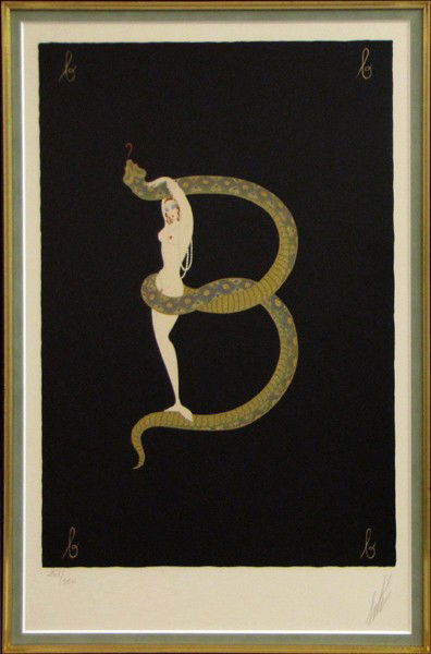 ROMAIN DE TIRTOFF ERTE (1892-1990) 'B' FROM THE: ROMAIN DE TIRTOFF ERTE (1892-1990) 'B' FROM THE ALPHABET SUITE. Serigraph, edition 267/350. Signed "Erte" LR Sight: 18" x 12"