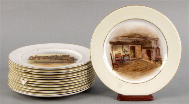 SET OF TWELVE ROYAL WORCESTER SHAKESPEARE DINNE: SET OF TWELVE ROYAL WORCESTER SHAKESPEARE DINNER PLATES. Together with a similar plate Diameter: 10"