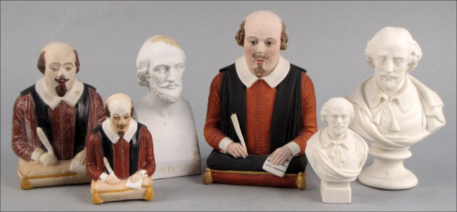 SIX PARIAN FIGURES OF SHAKESPEARE.: SIX PARIAN FIGURES OF SHAKESPEARE. By Bennington, Robinson & Ledbetter, and others Tallest: 8.5"