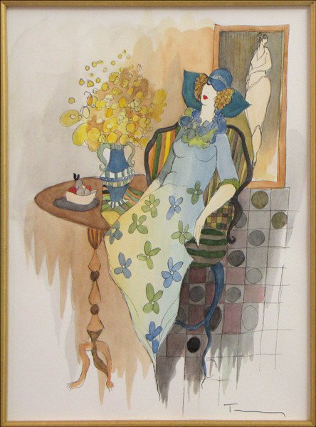 ITZCHAK TARKAY (B.1935) UNTITLED.: ITZCHAK TARKAY (B.1935) UNTITLED. Watercolor on paper , signed LR 15.5" x 11.25" (sight)