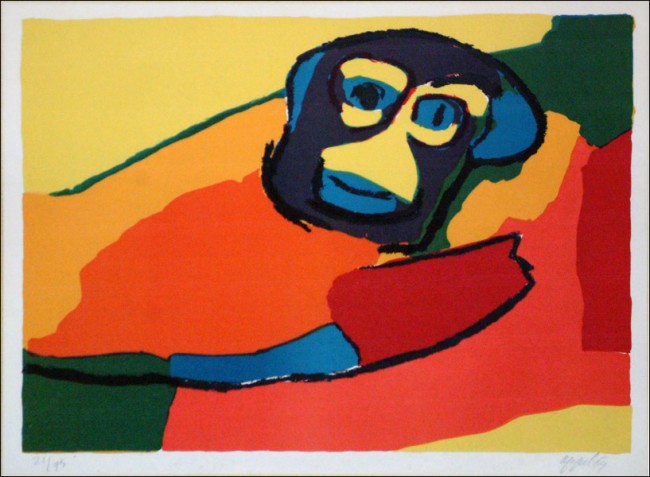 KAREL APPEL (1921-2006) UNTITLED.: KAREL APPEL (1921-2006) UNTITLED. Color lithograph, 1969, signed, dated and numbered in pencil in the lower margin, edition 21/75; Frame: 32.50" x 37" 19.75" x 25.25"