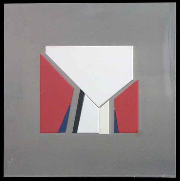 JEAN BAIER (SWISS, B.1932) UNTITLED GEOMETRIC F: JEAN BAIER (SWISS, B.1932) UNTITLED GEOMETRIC FORMS. Enamel and metal, sealed in a plexi-glass shadow box; Frame: 27.75" x 27.75" 23.25" x 23.25"
