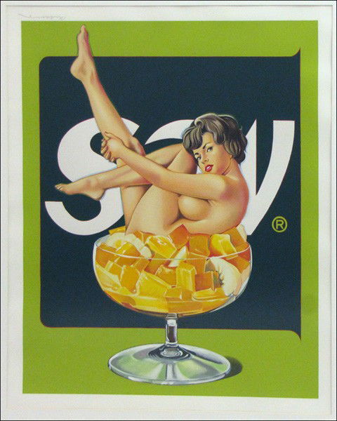 MEL RAMOS (AMERICAN, B.1935) MISS FRUIT SALAD.: MEL RAMOS (AMERICAN, B.1935) MISS FRUIT SALAD. Color serigraph, bearing inverted pencil signature at upper left; Frame: 49" x 42.25" 38.50" x 32"