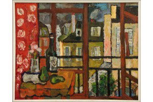 ABBOTT PATTISON (AMERICAN 1916-1999) VIEW FROM: ABBOTT PATTISON (AMERICAN 1916-1999) VIEW FROM A WINDOW. Oil on canvas, signed lower right 'A. Pattison;' Frame: 37.75" x 45" 28.75" x 36.50"