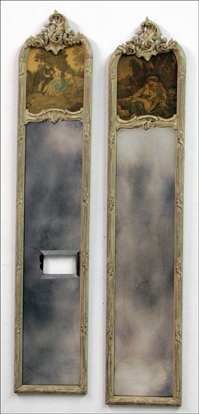 PAIR OF FRENCH PROVINCIAL STYLE TRUMEAU MIRRORS: PAIR OF FRENCH PROVINCIAL STYLE TRUMEAU MIRRORS. 60" x 12"