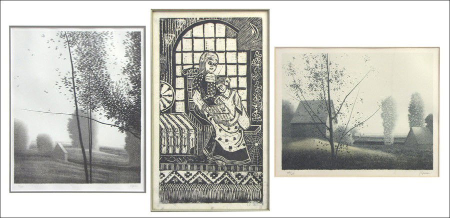 ROBERT KIPNISS (AMERICAN, B.1931) TWO WORKS.: ROBERT KIPNISS (AMERICAN, B.1931) TWO WORKS. Landscape: Lithograph, signed in pencil lower right and numbered lower left 90/150 (13.75" x 11.6"); August Shadows: Color lithograph, 1977, signed in penc