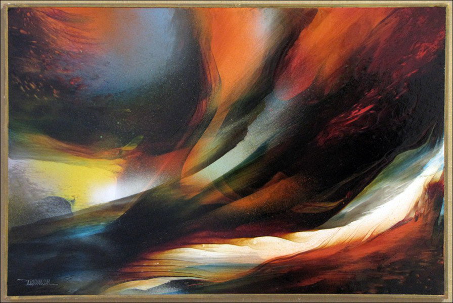 LEONARDO NIERMAN (B. 1932) ABSTRACT.: LEONARDO NIERMAN (B. 1932) ABSTRACT. Acrylic on board, signed lower left 'Nierman;' Frame: 27.75" x 35.50" 15.75" x 23.6"