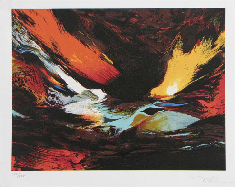 LEONARDO NIERMAN (B.1932) UNTITLED.: LEONARDO NIERMAN (B.1932) UNTITLED. Color lithograph, signed and numbered in pencil in the lower margin, edition 215/300; Loose sheet 22" x 18" (sheet)